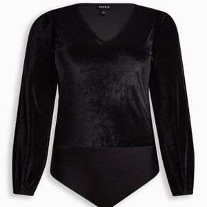 NWT Torrid Stretch Black Velvet V-Neck Long Sleeve Bodysuit